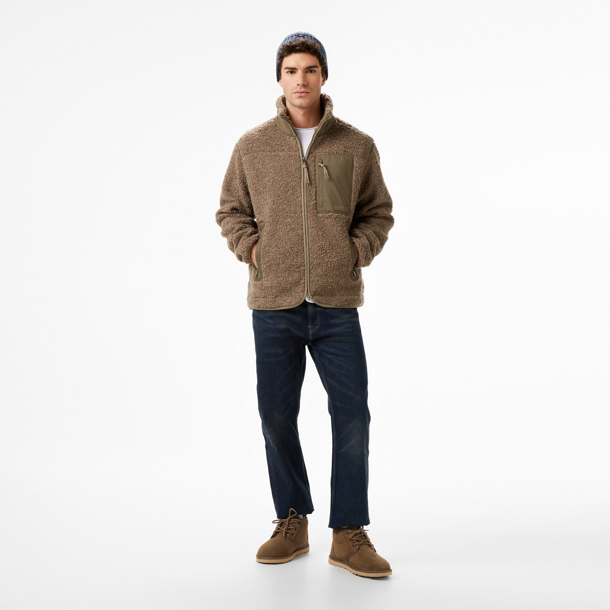 Tommy Hilfiger Teddy Through Erkek Fermuarlı Bej Ceket