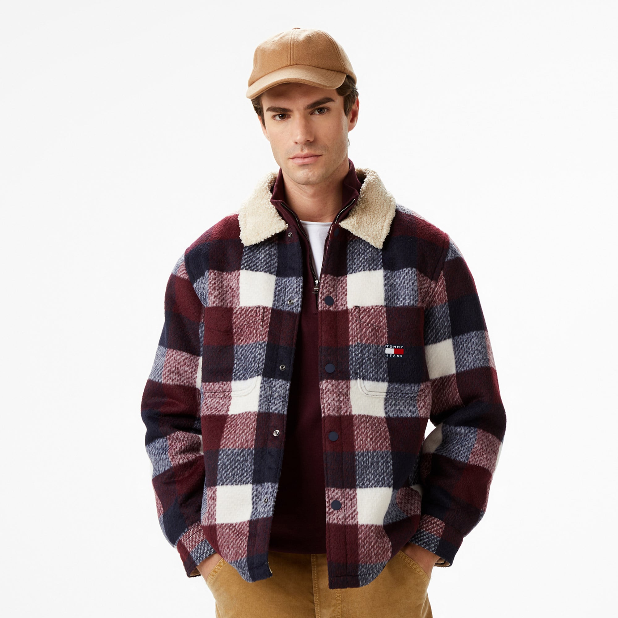  Tommy Jeans Check Teddy Overshirt Erkek Renkli Gömlek