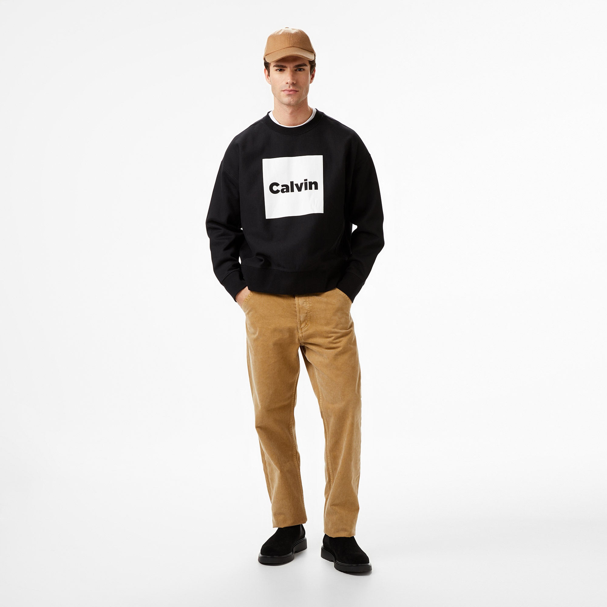 Calvin Klein Premium Fleece  Box  Erkek Siyah Sweatshirt