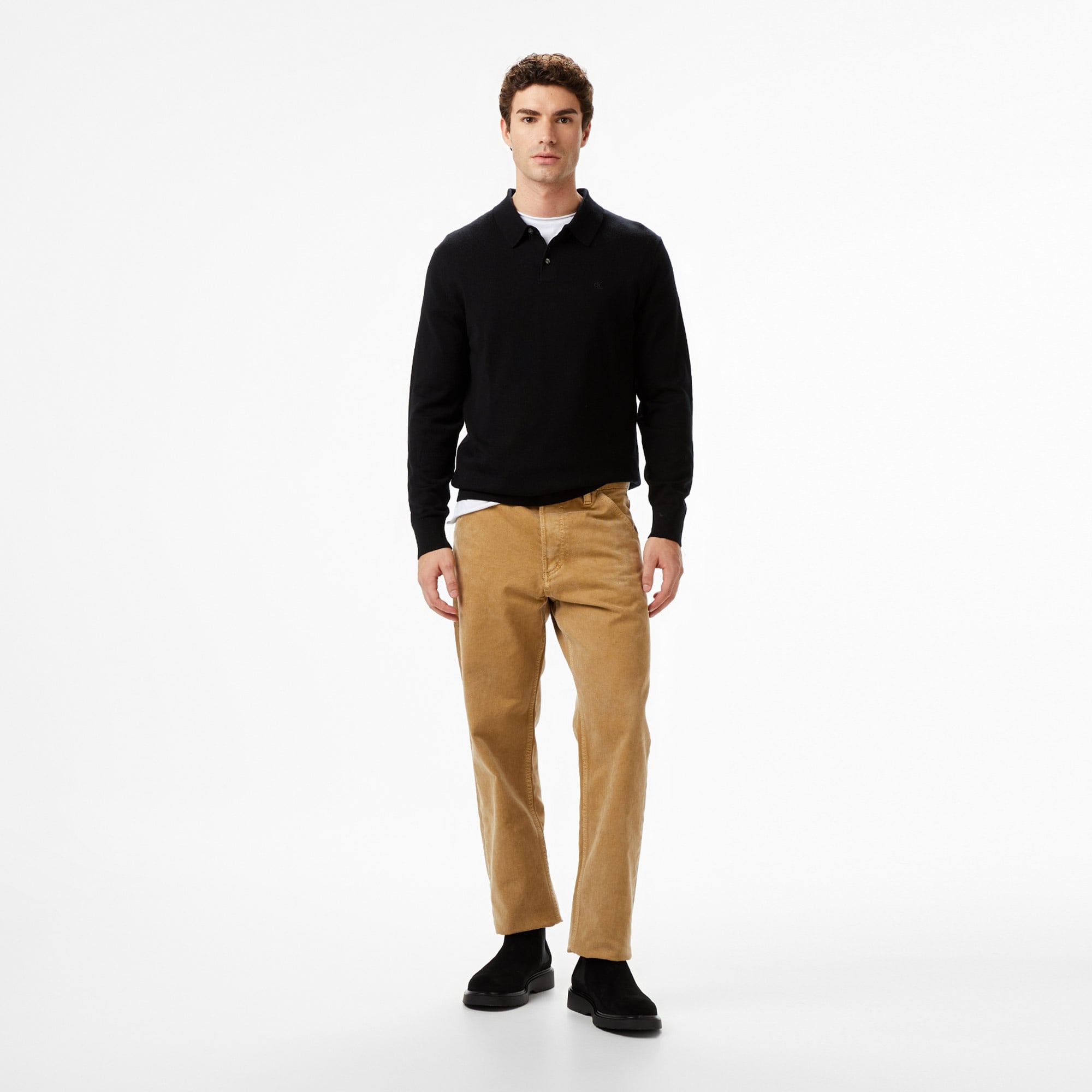 Calvin Klein Merino Polo Erkek Siyah Triko