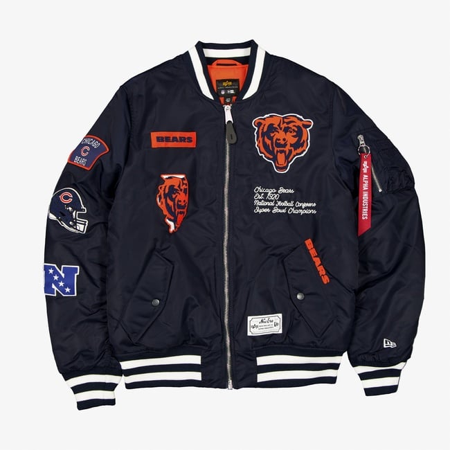  Alpha Industries x New Era Chicago Bears MA-1 Bomber Erkek Lacivert Mont