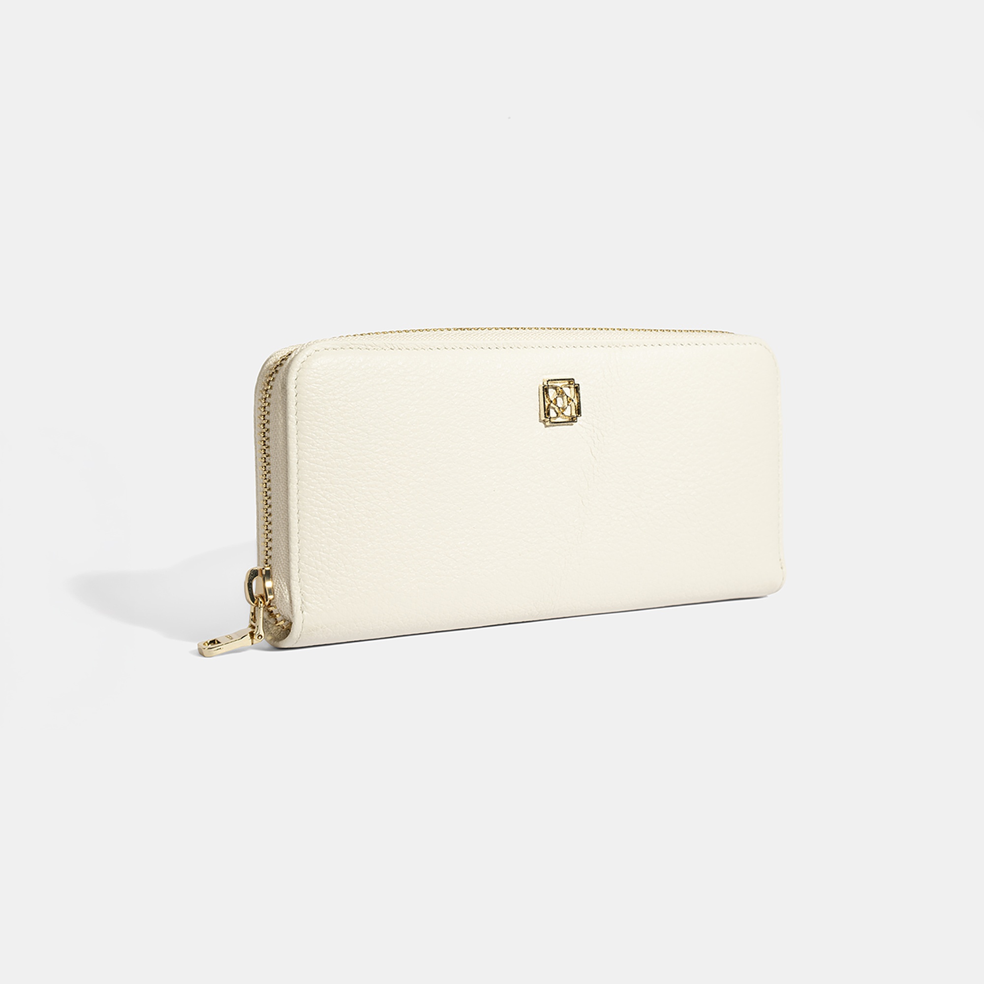 Kadın Beyaz Deri Fermuarlı Cüzdan