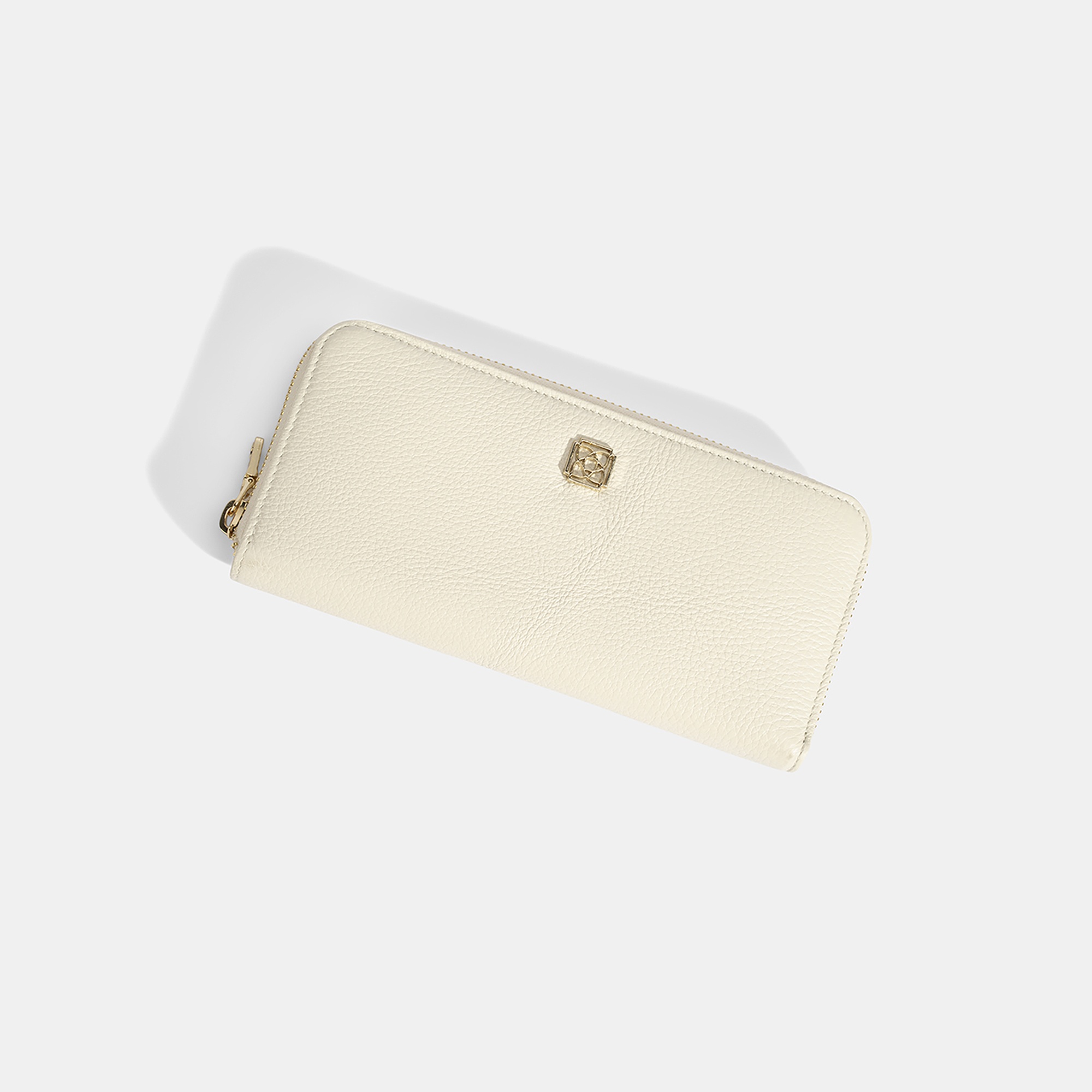 Kadın Beyaz Deri Fermuarlı Cüzdan