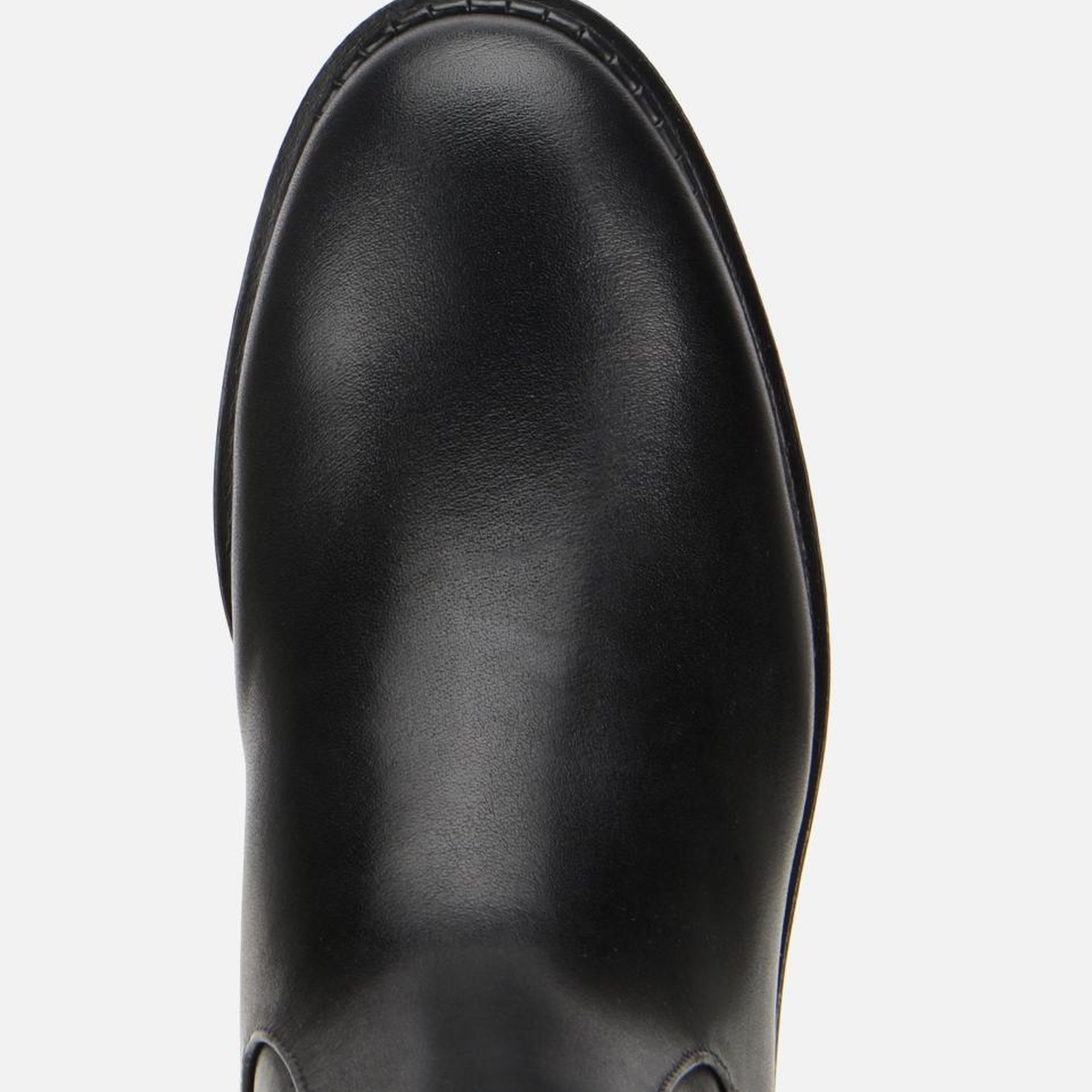 Kadın Deri Siyah Lastik Detaylı Binici Düz Çizme