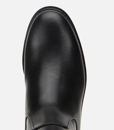  Kadın Deri Siyah Lastik Detaylı Binici Düz Çizme