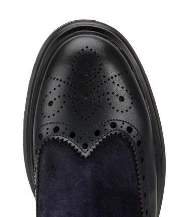  Erkek Süet Deri Lacivert Lastik Detaylı İşlemeli Chelsea Bot