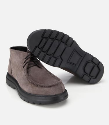  Erkek Süet Deri Gri Dikiş Detaylı Chelsea Bot