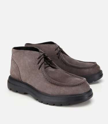  Erkek Süet Deri Gri Dikiş Detaylı Chelsea Bot