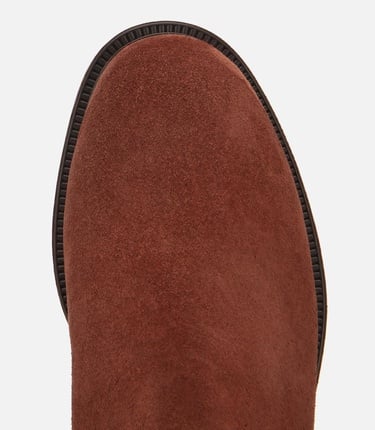  Kadın Süet Deri Taba Lastik Detaylı Düz Bot