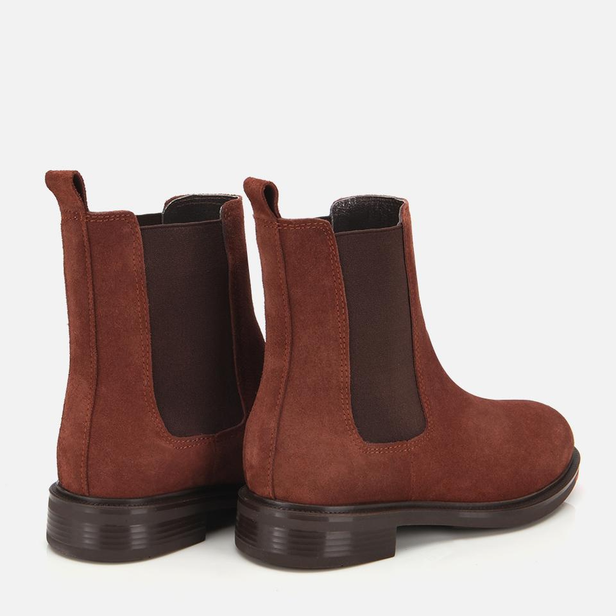 Kadın Süet Deri Taba Lastik Detaylı Düz Bot