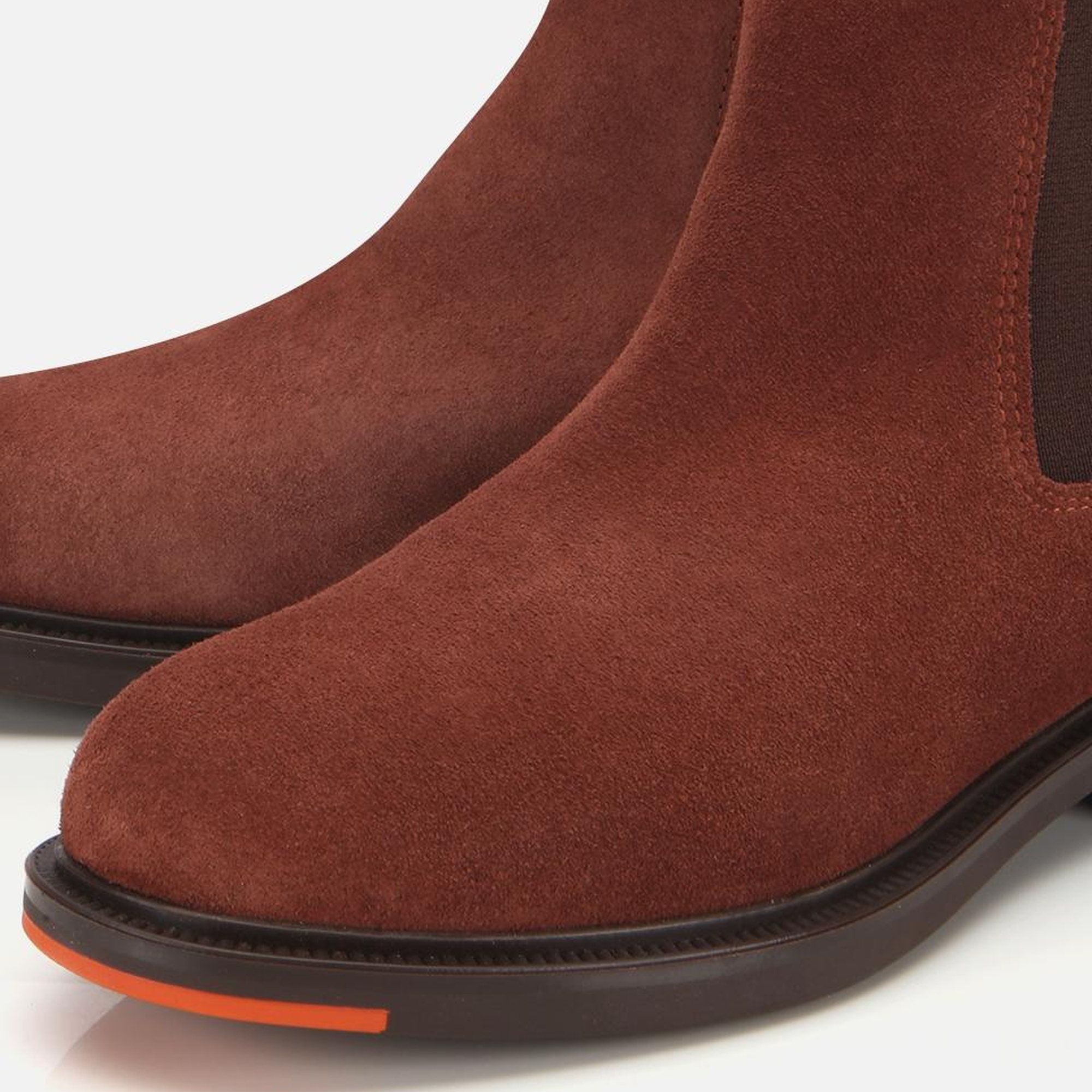 Kadın Süet Deri Taba Lastik Detaylı Düz Bot