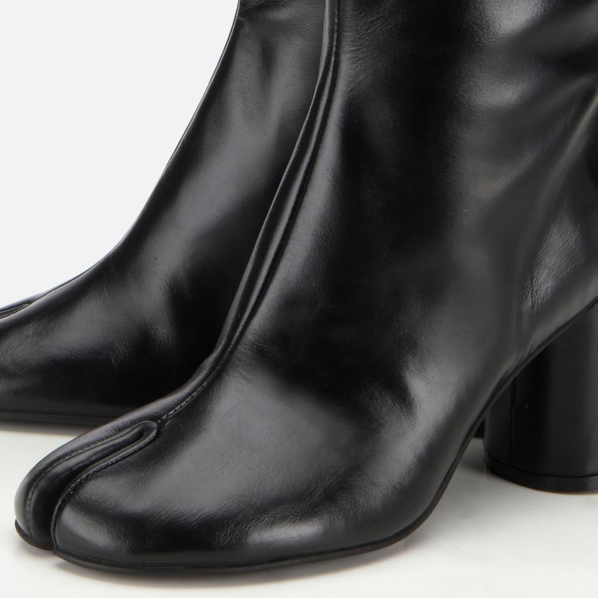 Kadın Deri Siyah Streç Blok Detaylı Topuklu Bot