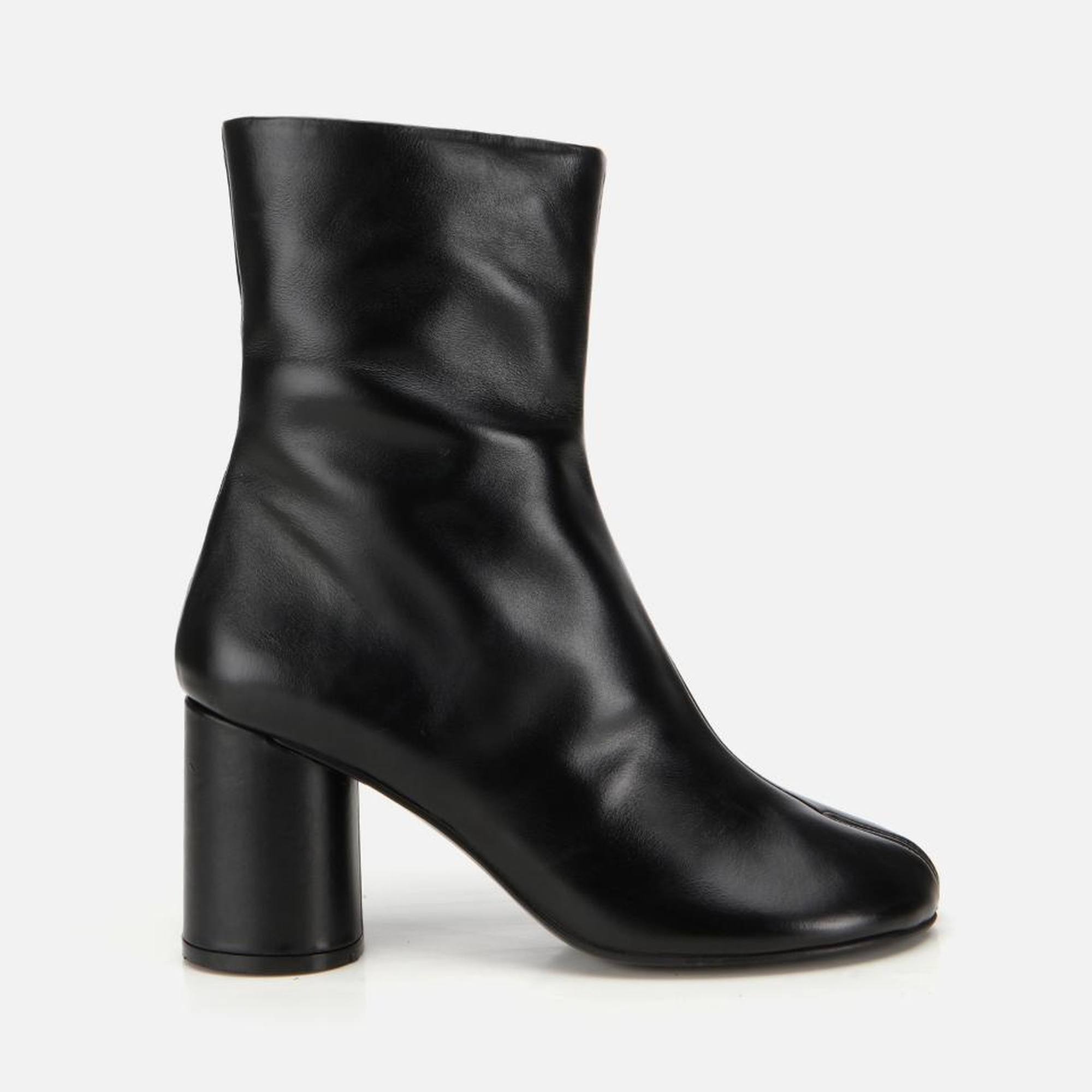 Kadın Deri Siyah Streç Blok Detaylı Topuklu Bot