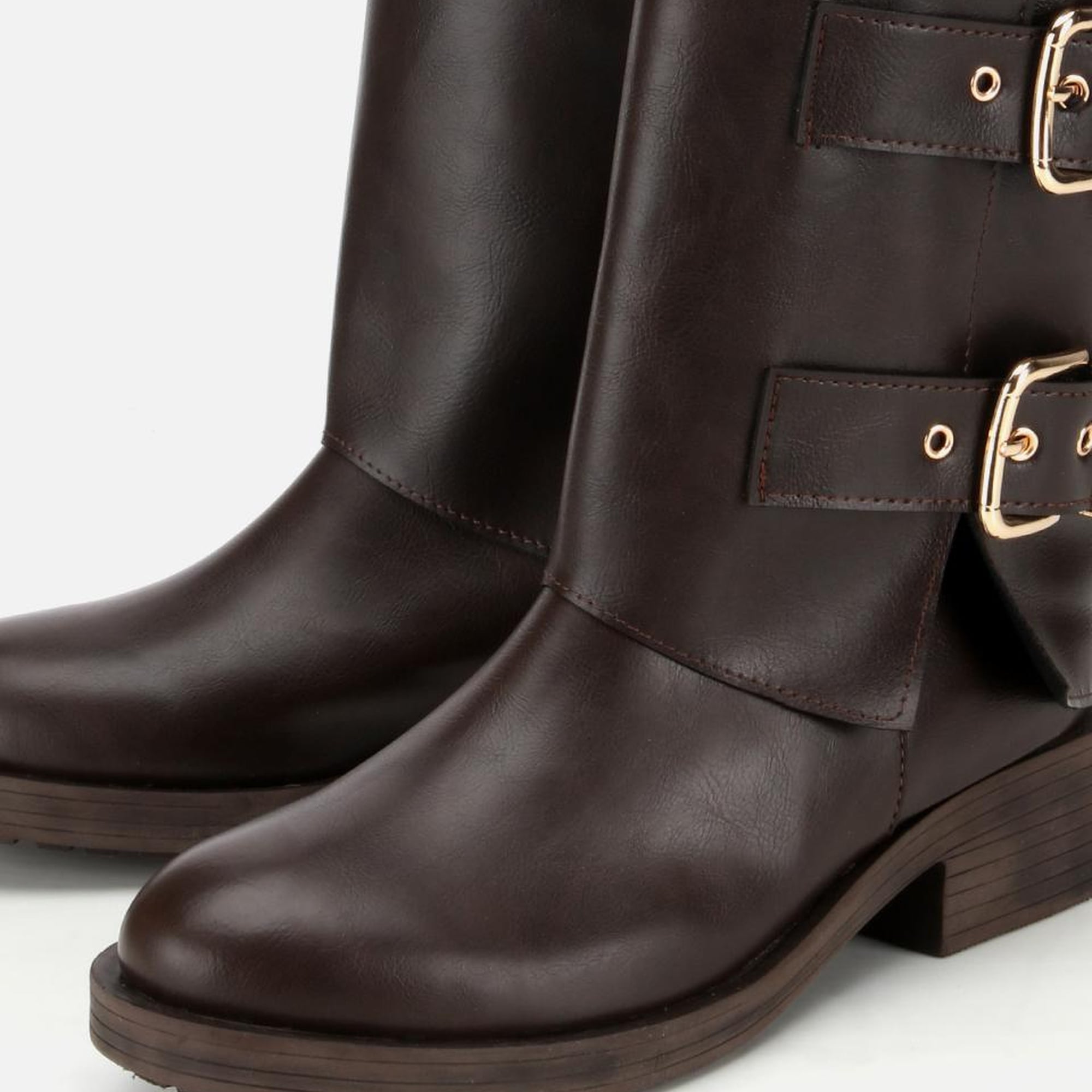 Kadın Kahverengi Tokalı Düz Çizme