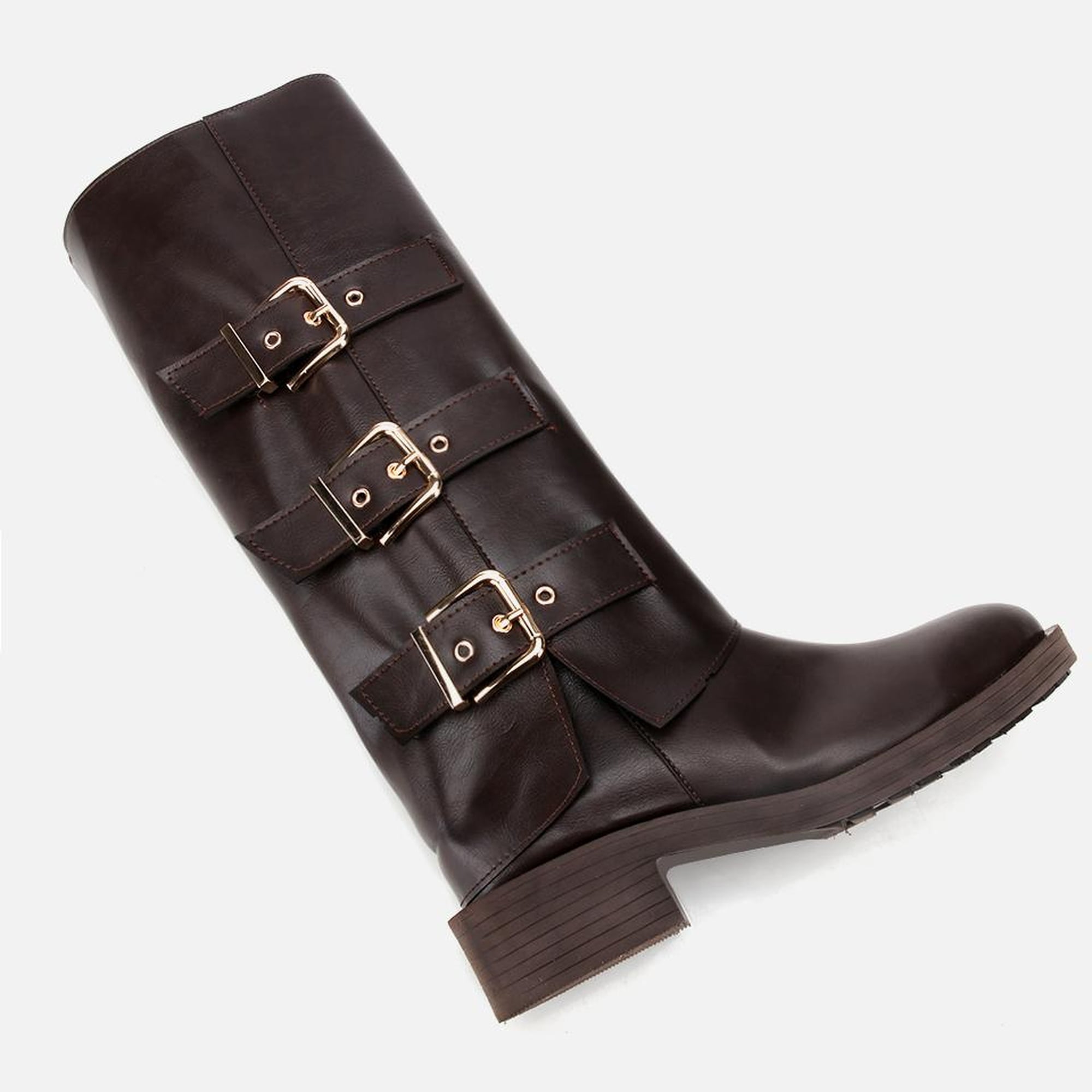 Kadın Kahverengi Tokalı Düz Çizme