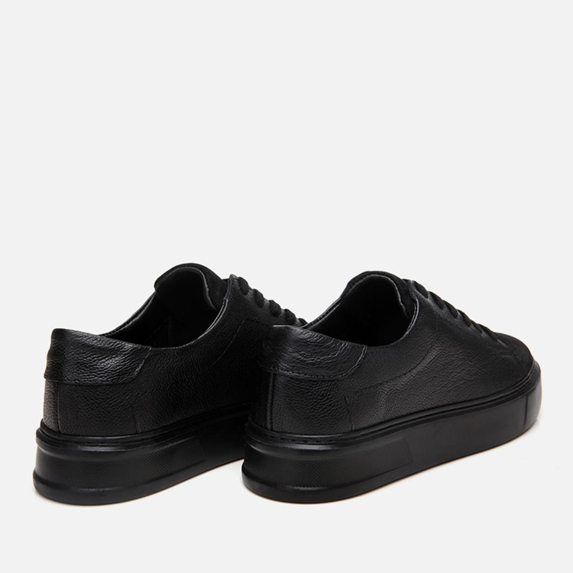 Erkek Deri Siyah Hafif Tabanlı Spor Ayakkabı