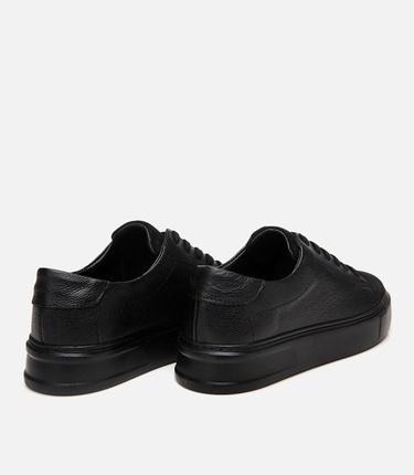  Erkek Deri Siyah Hafif Tabanlı Spor Ayakkabı