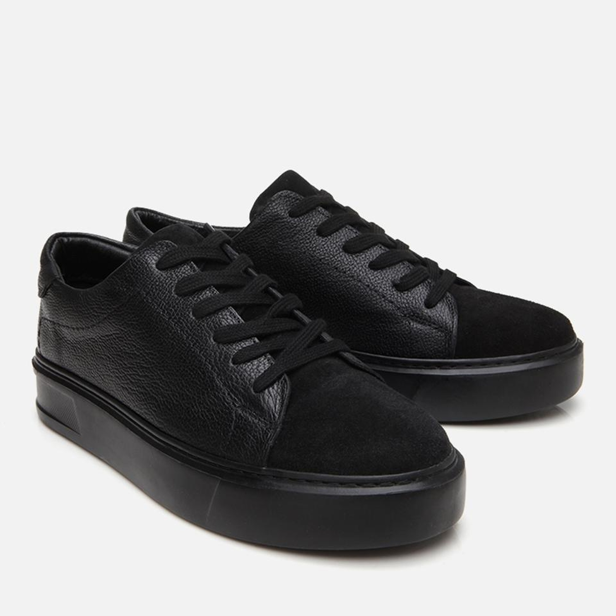 Erkek Deri Siyah Hafif Tabanlı Spor Ayakkabı