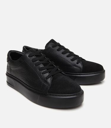  Erkek Deri Siyah Hafif Tabanlı Spor Ayakkabı