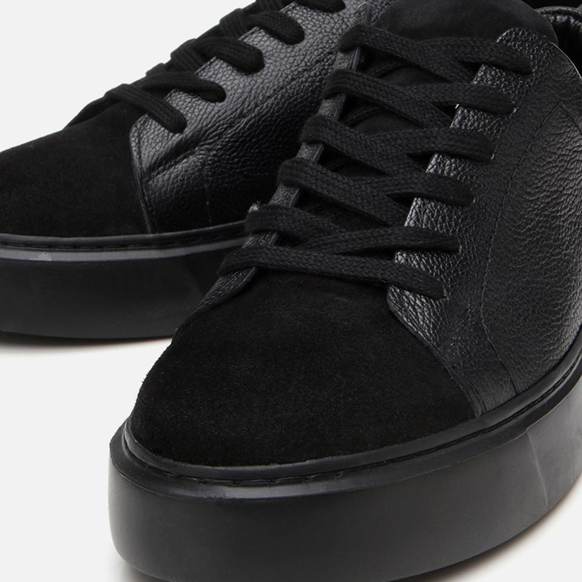 Erkek Deri Siyah Hafif Tabanlı Spor Ayakkabı