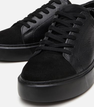  Erkek Deri Siyah Hafif Tabanlı Spor Ayakkabı