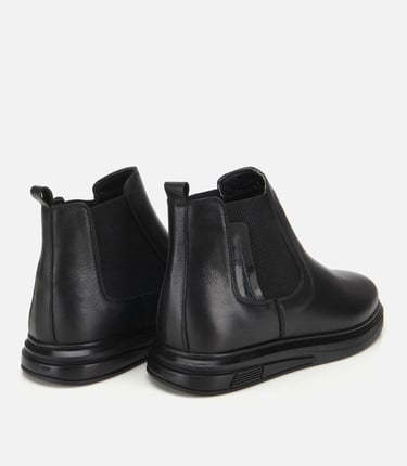  Erkek Deri Siyah Lastik Detaylı Comfort Chealsea Bot