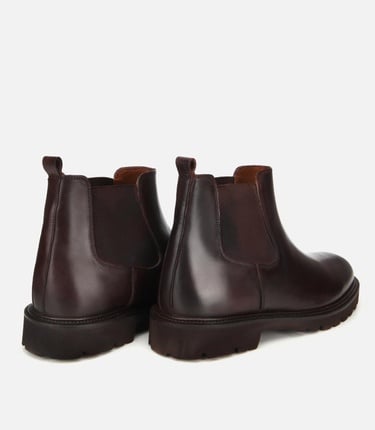  Erkek Deri Kahverengi Lastik Detaylı Chelsea Bot