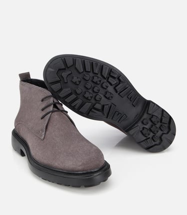  Erkek Süet Deri Gri Bağcık Detaylı Chelsea Bot