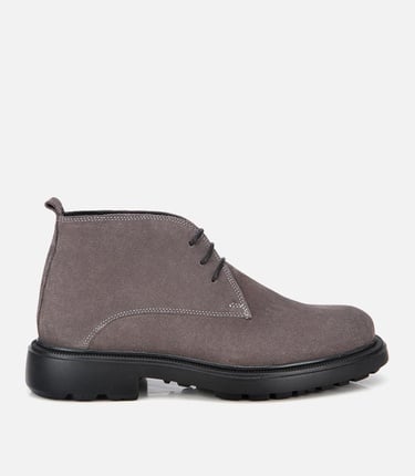  Erkek Süet Deri Gri Bağcık Detaylı Chelsea Bot