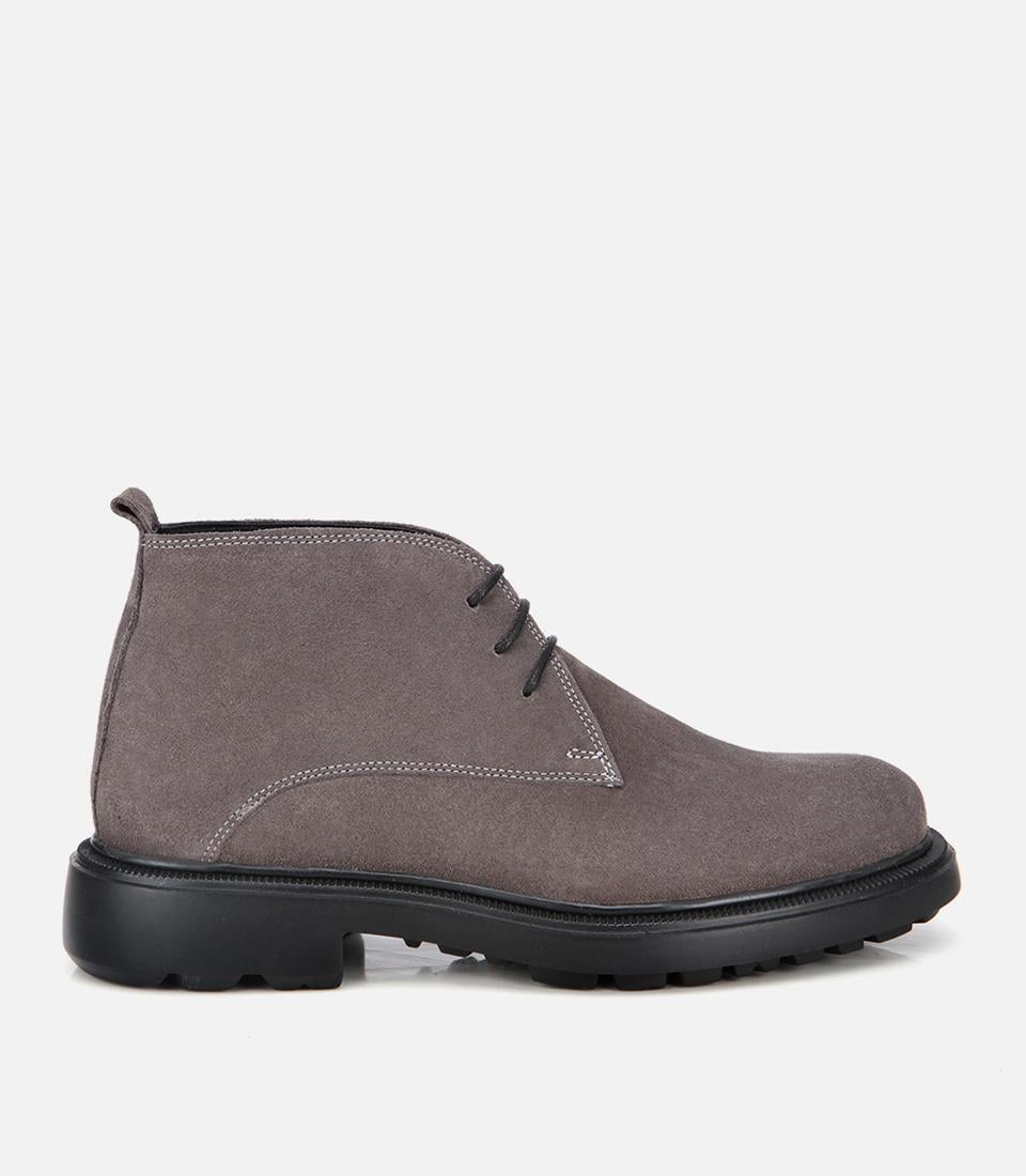  Erkek Süet Deri Gri Bağcık Detaylı Chelsea Bot