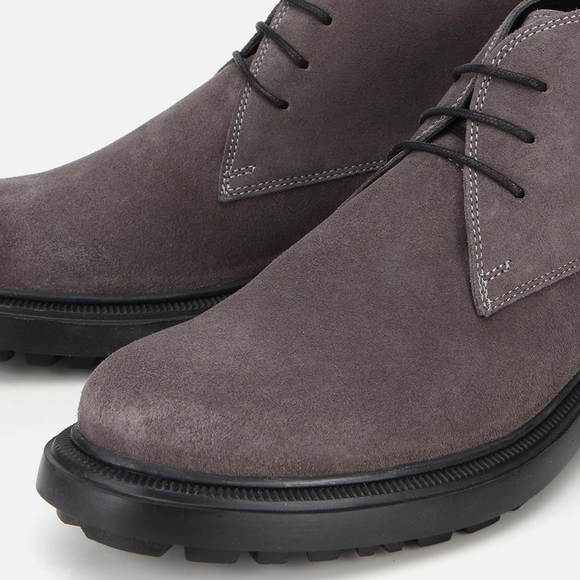 Erkek Süet Deri Gri Bağcık Detaylı Chelsea Bot