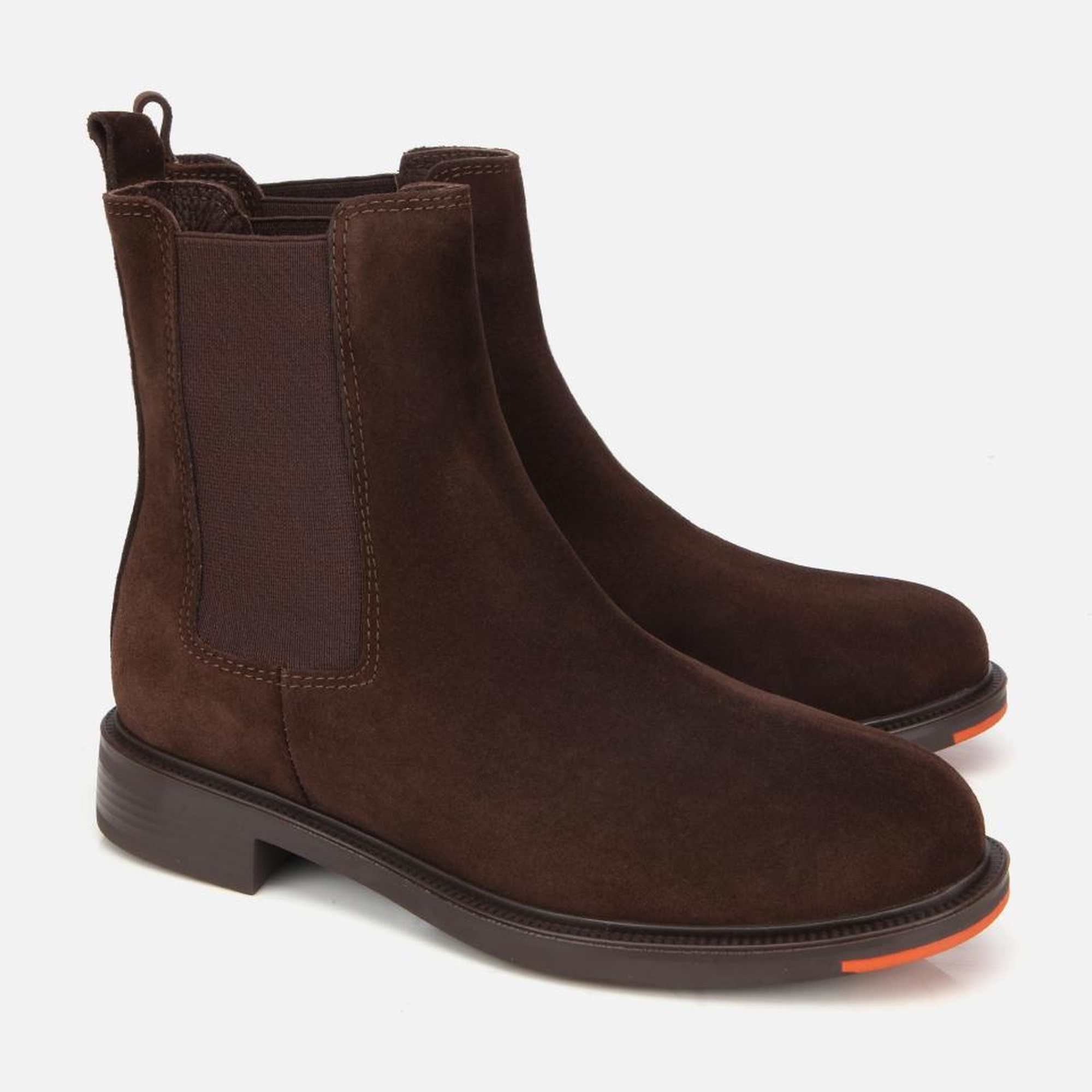 Kadın Süet Deri Kahverengi Lastik Detaylı Düz Bot