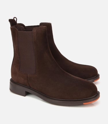  Kadın Süet Deri Kahverengi Lastik Detaylı Düz Bot