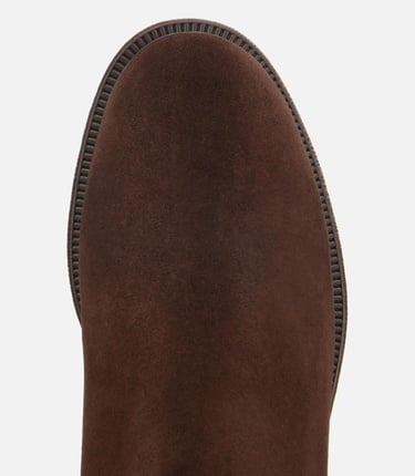  Kadın Süet Deri Kahverengi Lastik Detaylı Düz Bot