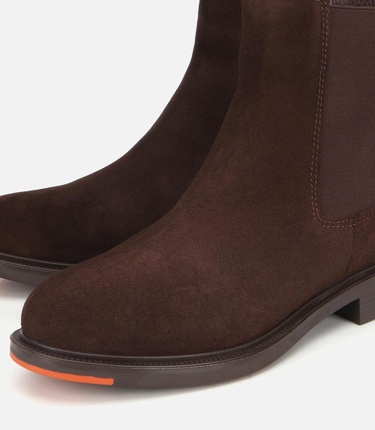  Kadın Süet Deri Kahverengi Lastik Detaylı Düz Bot