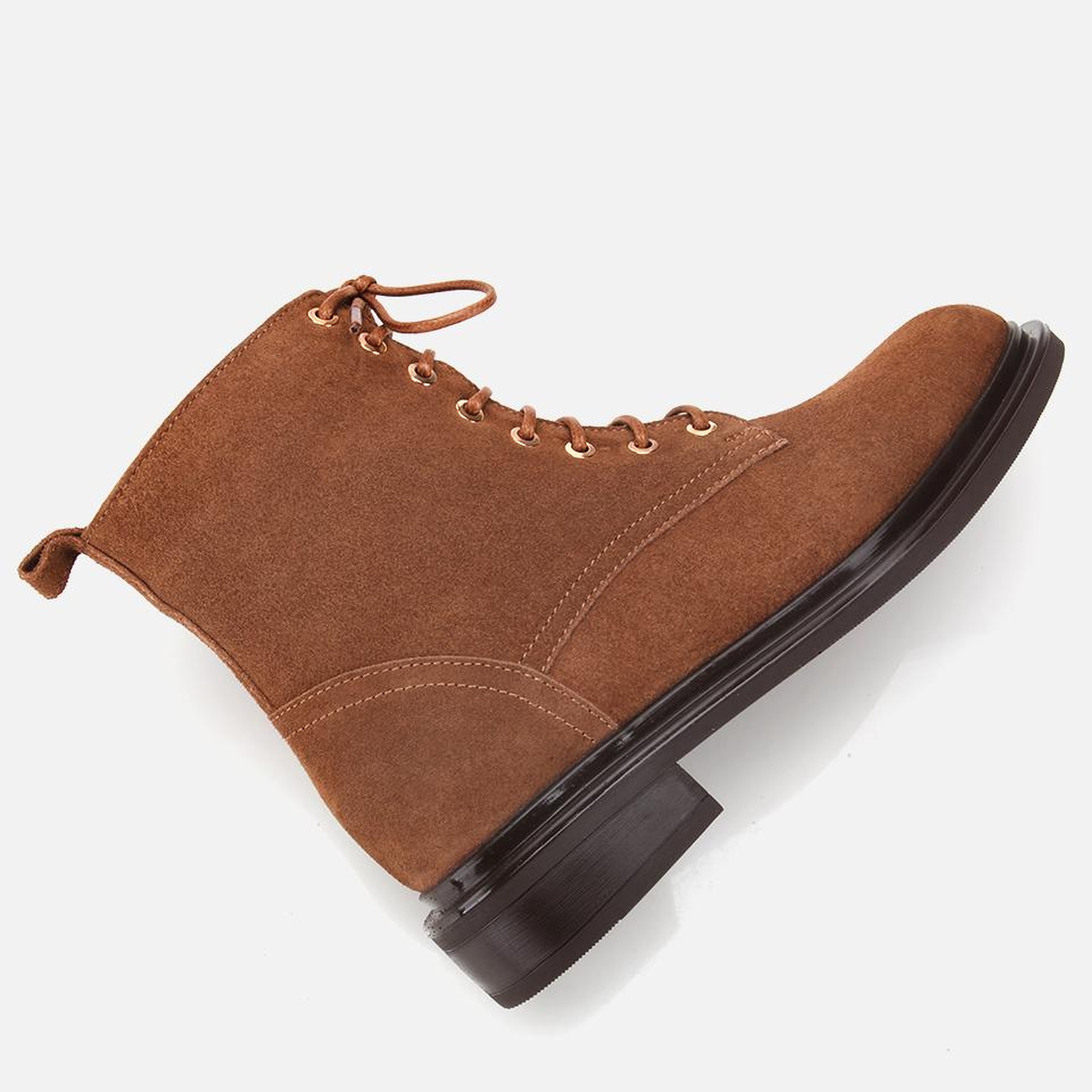 Kadın Süet Deri Taba Bağcık Detaylı Fermuarlı Düz Bot