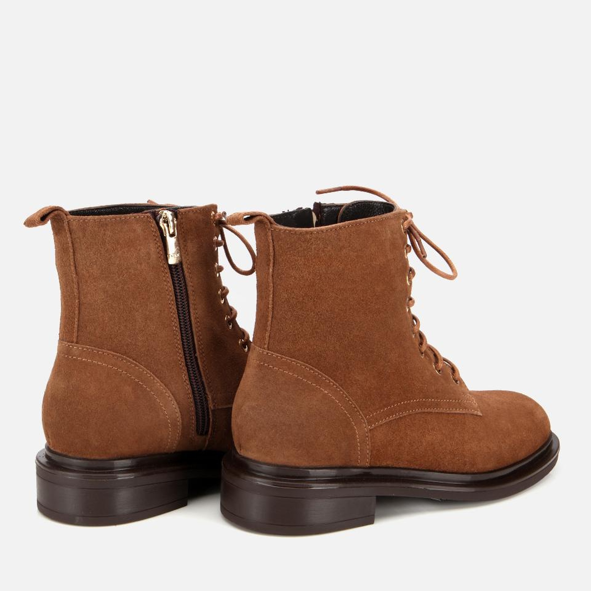 Kadın Süet Deri Taba Bağcık Detaylı Fermuarlı Düz Bot