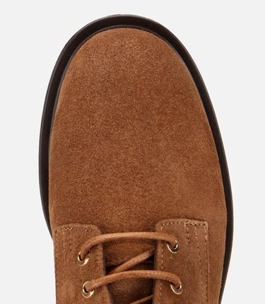  Kadın Süet Deri Taba Bağcık Detaylı Fermuarlı Düz Bot