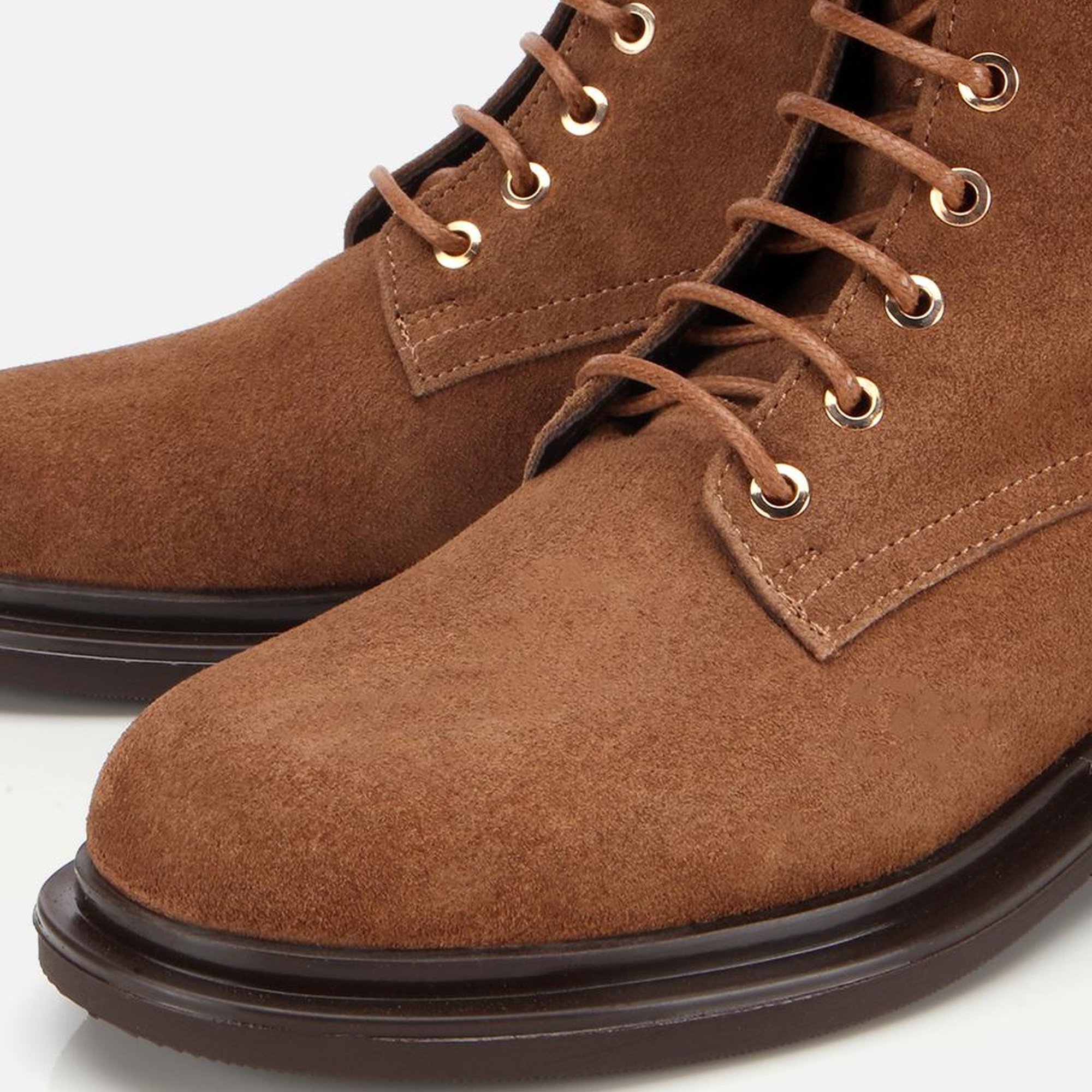 Kadın Süet Deri Taba Bağcık Detaylı Fermuarlı Düz Bot