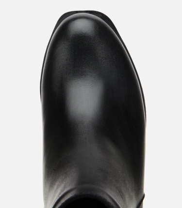  Kadın Deri Siyah Hafif Dolgu Bilekte Topuklu Bot