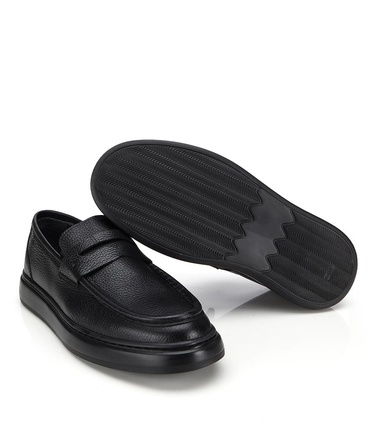  Erkek Deri Siyah Yumuşak Dokulu Klasik Loafer
