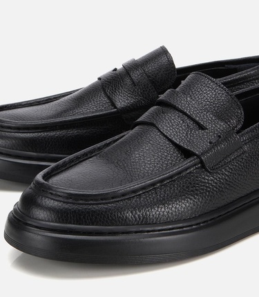  Erkek Deri Siyah Yumuşak Dokulu Klasik Loafer