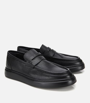  Erkek Deri Siyah Yumuşak Dokulu Klasik Loafer