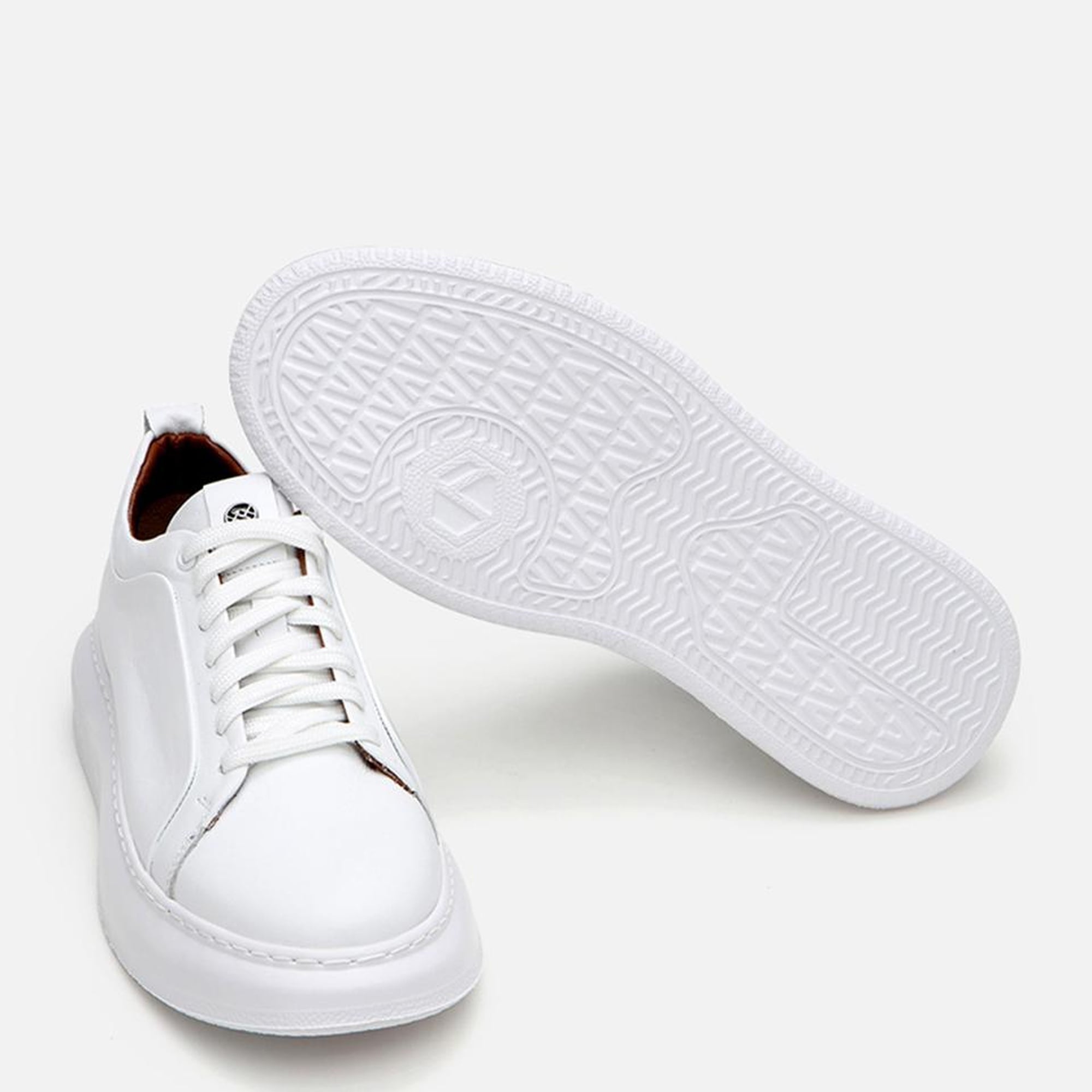 Erkek Deri Beyaz Hafif Tabanlı Spor Ayakkabı