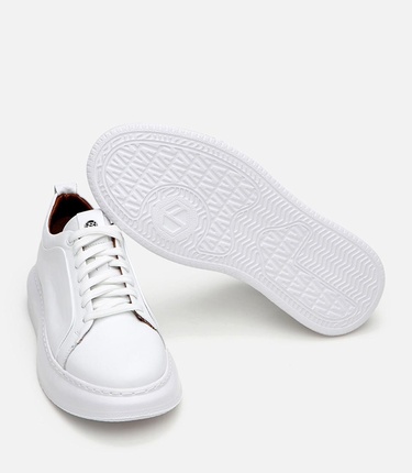  Erkek Deri Beyaz Hafif Tabanlı Spor Ayakkabı