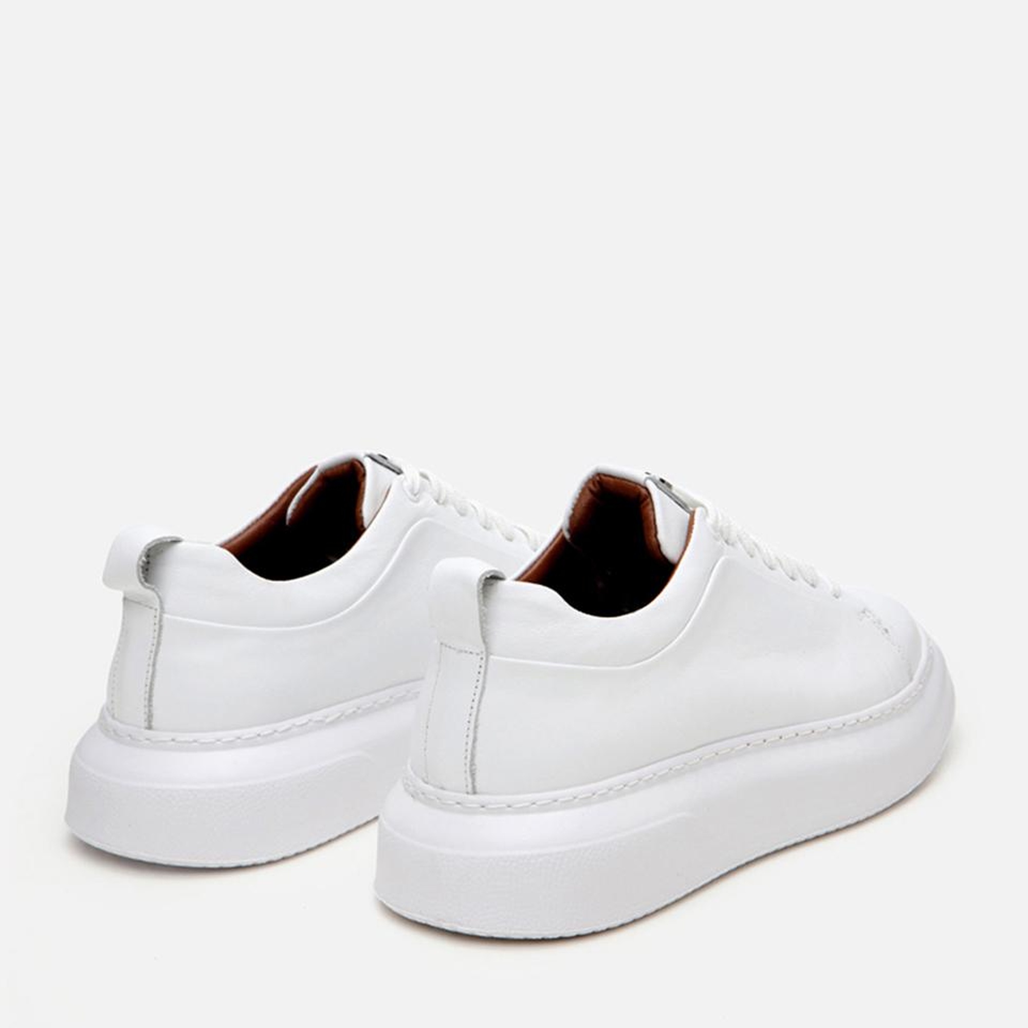 Erkek Deri Beyaz Hafif Tabanlı Spor Ayakkabı