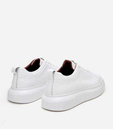  Erkek Deri Beyaz Hafif Tabanlı Spor Ayakkabı