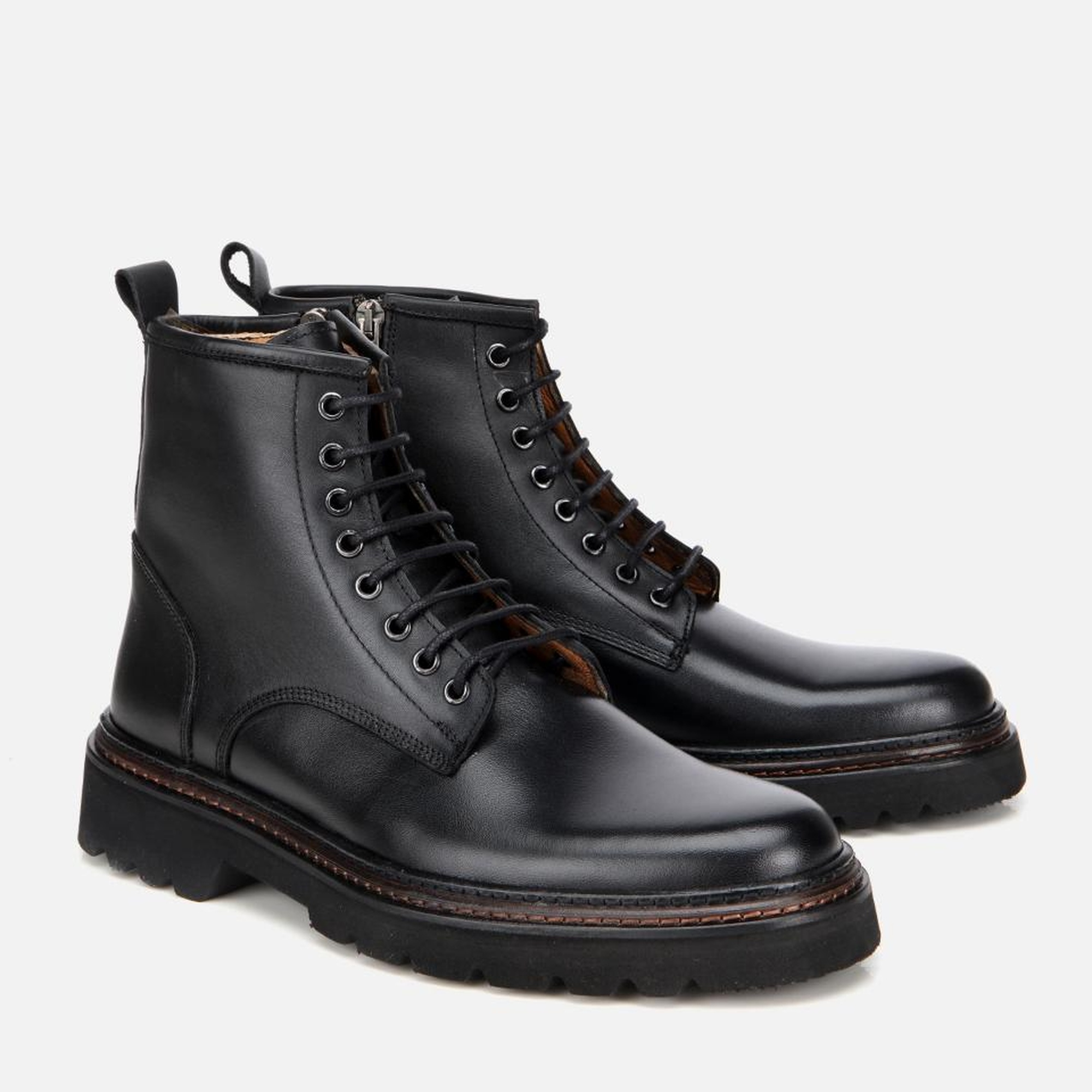 Erkek Deri Siyah Fermuarlı Kalın Tabanlı Casual Bot