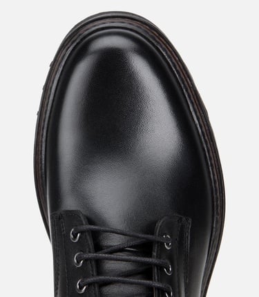  Erkek Deri Siyah Fermuarlı Kalın Tabanlı Casual Bot