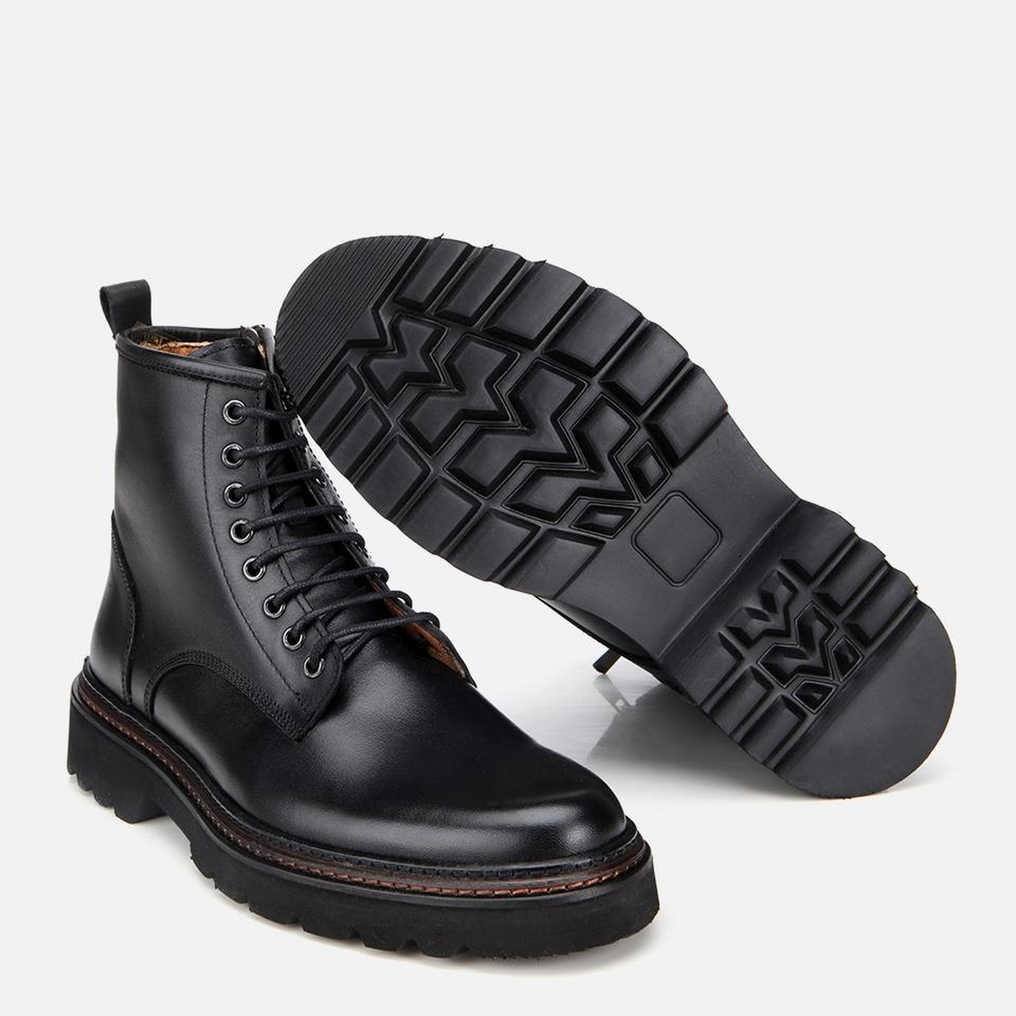 Erkek Deri Siyah Fermuarlı Kalın Tabanlı Casual Bot